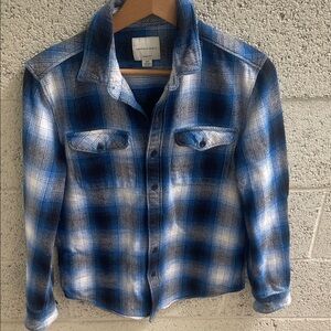 American Eagle Outfitters Blue and White Plaid Button-Down Shirt